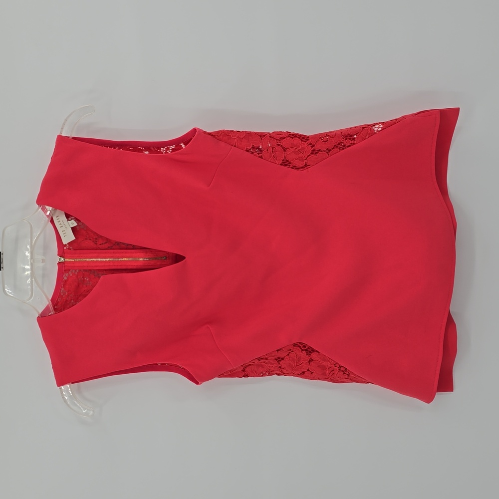 Ted Baker Coral Polyester Lace Back V-neck Sleeveless Blouse Women’s Size 0 - Picture 1 of 7